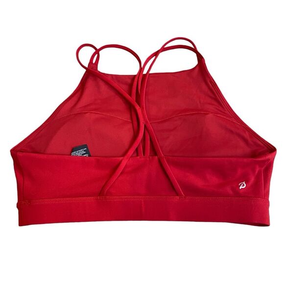 Peloton Women’s M High Neck Strappy Sports Bra Classic Red Padded Athletic Gym - Picture 4 of 9